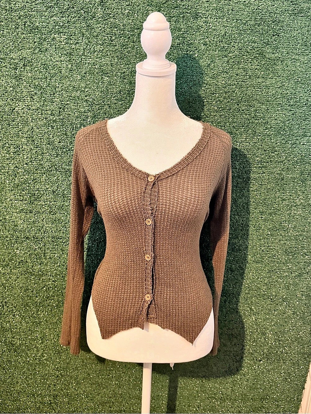 SIENNA SKY Brown Button Front Knit Cardigan Size XS Like New